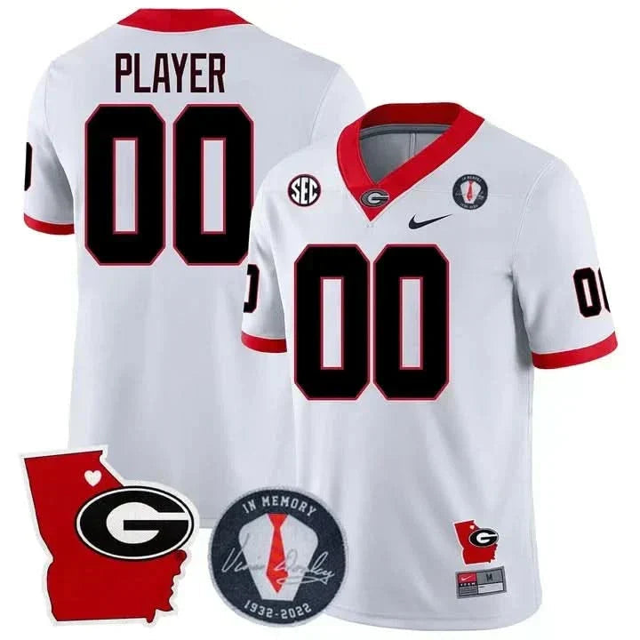 GB 2023 Vince Dooley Patch & Georgia State Map Custom Jersey