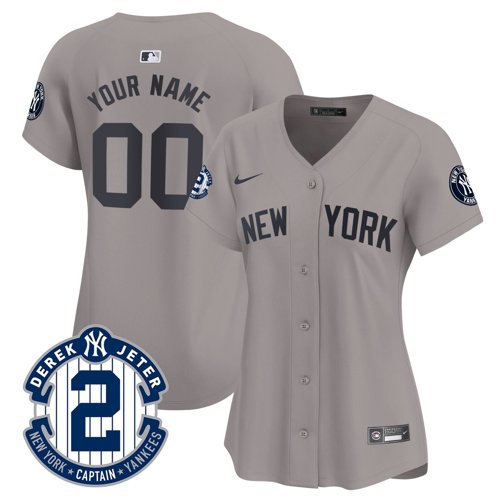 NYY Derek Jeter Patch Vapor Premier Limited Custom Jersey - Stitched