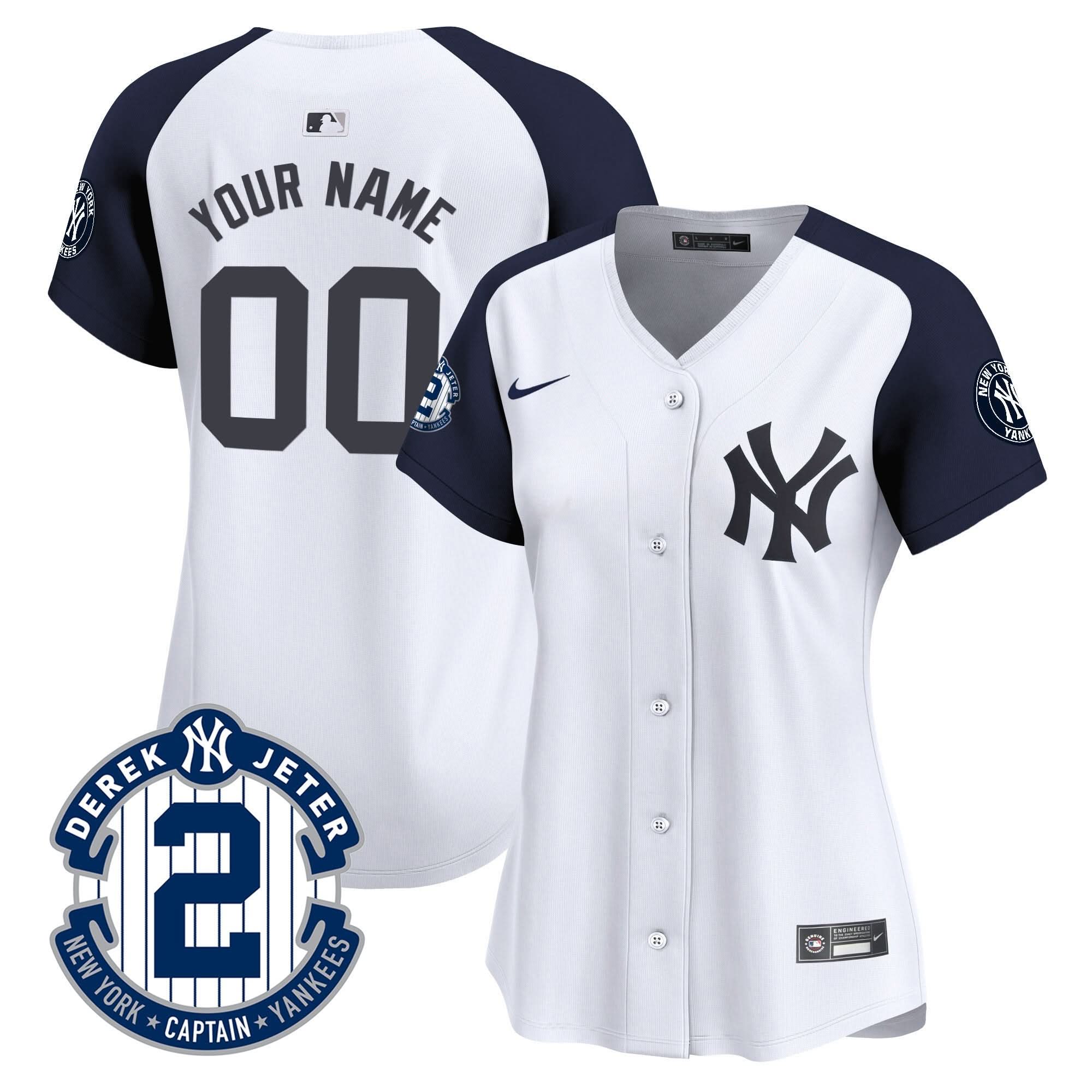 NYY Derek Jeter Patch Vapor Premier Limited Custom Jersey - Stitched