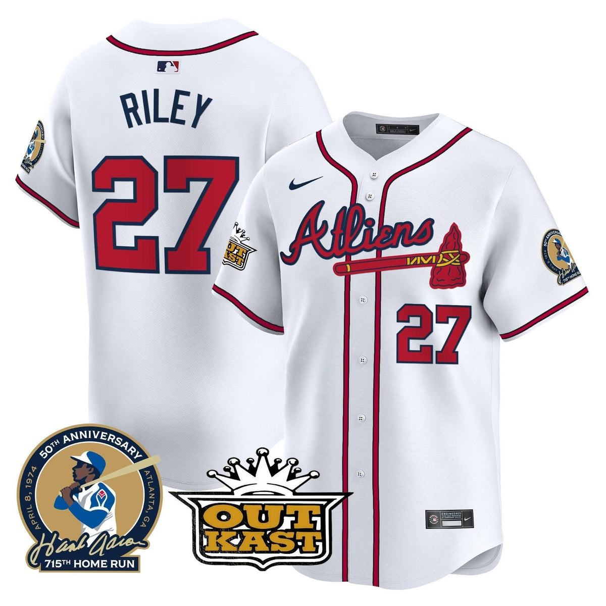AB Atliens & Hank Aaron Patch Vapor Premier Limited Jersey - Stitched