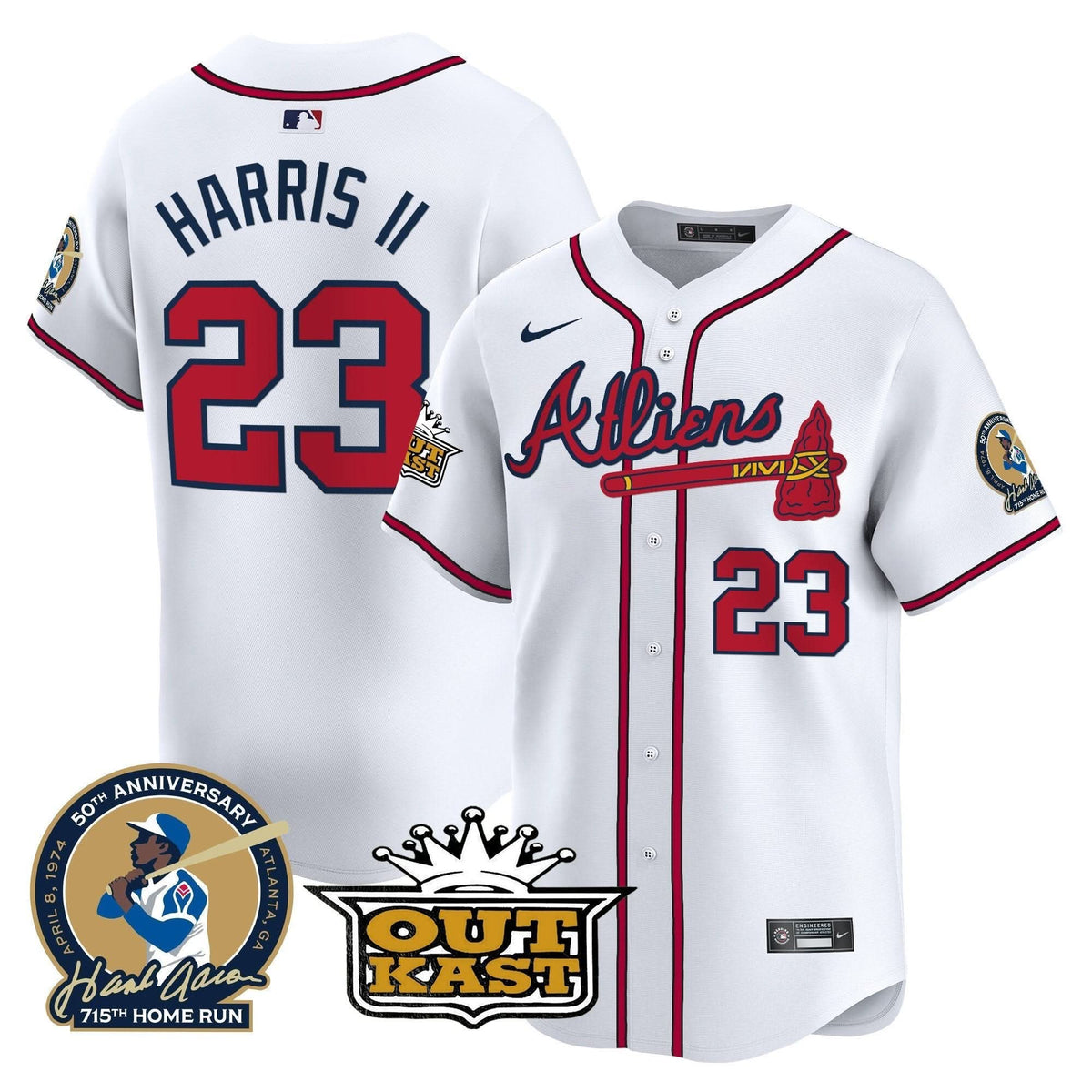 AB Atliens & Hank Aaron Patch Vapor Premier Limited Jersey - Stitched