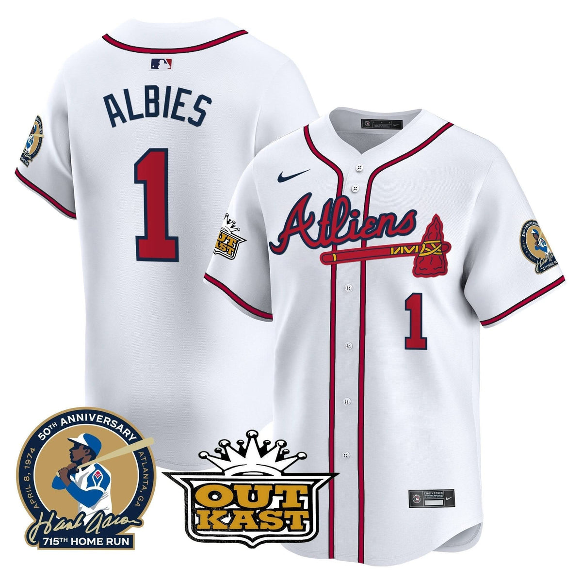 AB Atliens & Hank Aaron Patch Vapor Premier Limited Jersey - Stitched