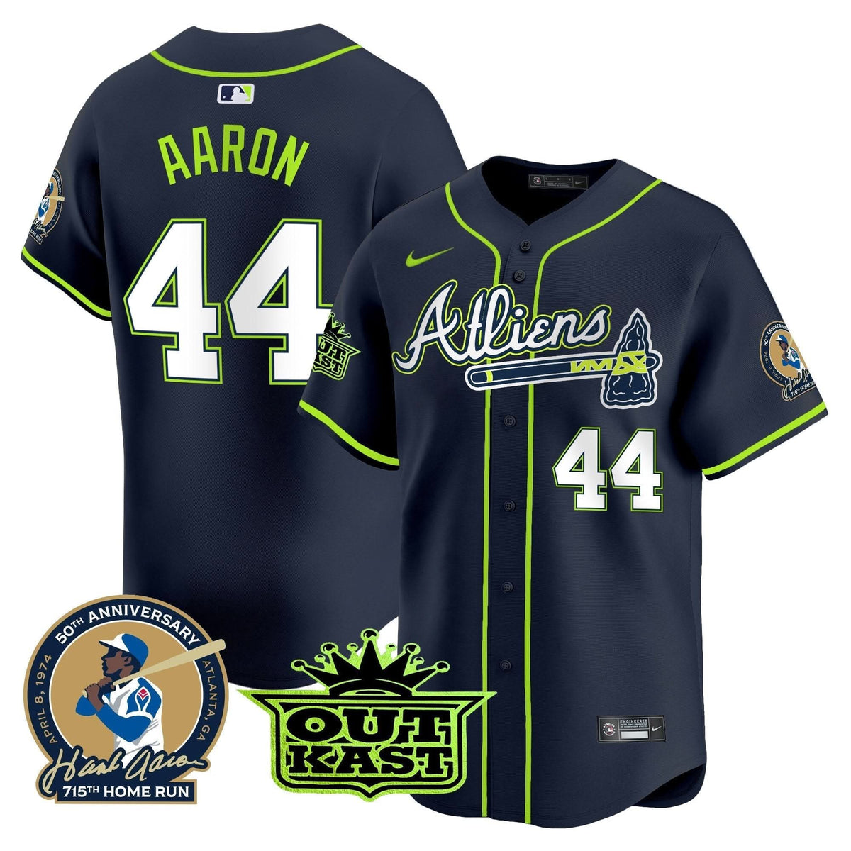 AB Atliens & Hank Aaron Patch Vapor Premier Limited Jersey - Stitched