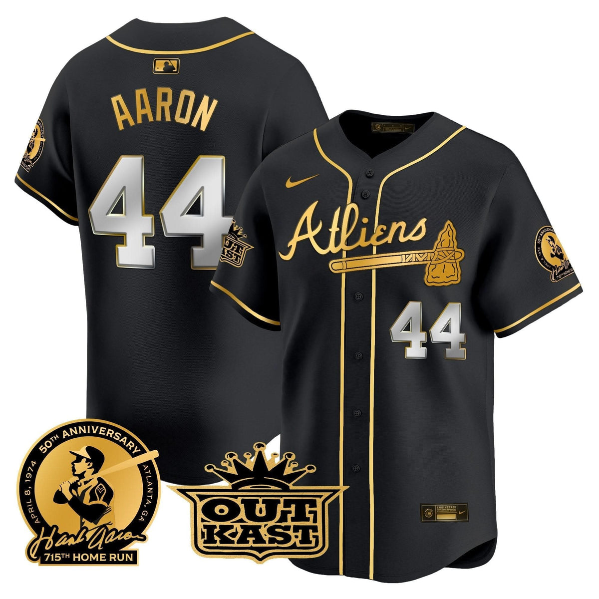 AB Atliens & Hank Aaron Patch Vapor Premier Limited Jersey - Stitched