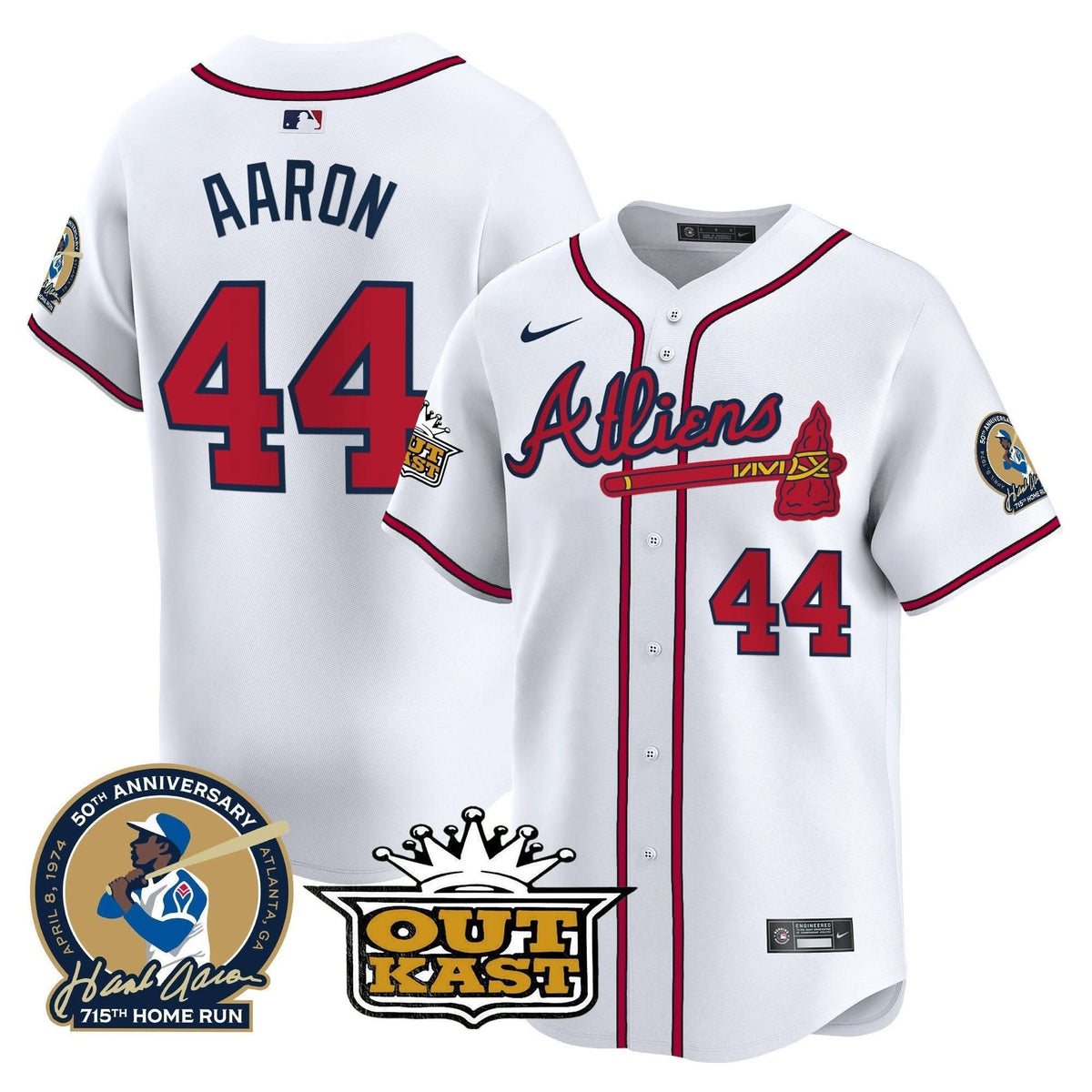 AB Atliens & Hank Aaron Patch Vapor Premier Limited Jersey - Stitched