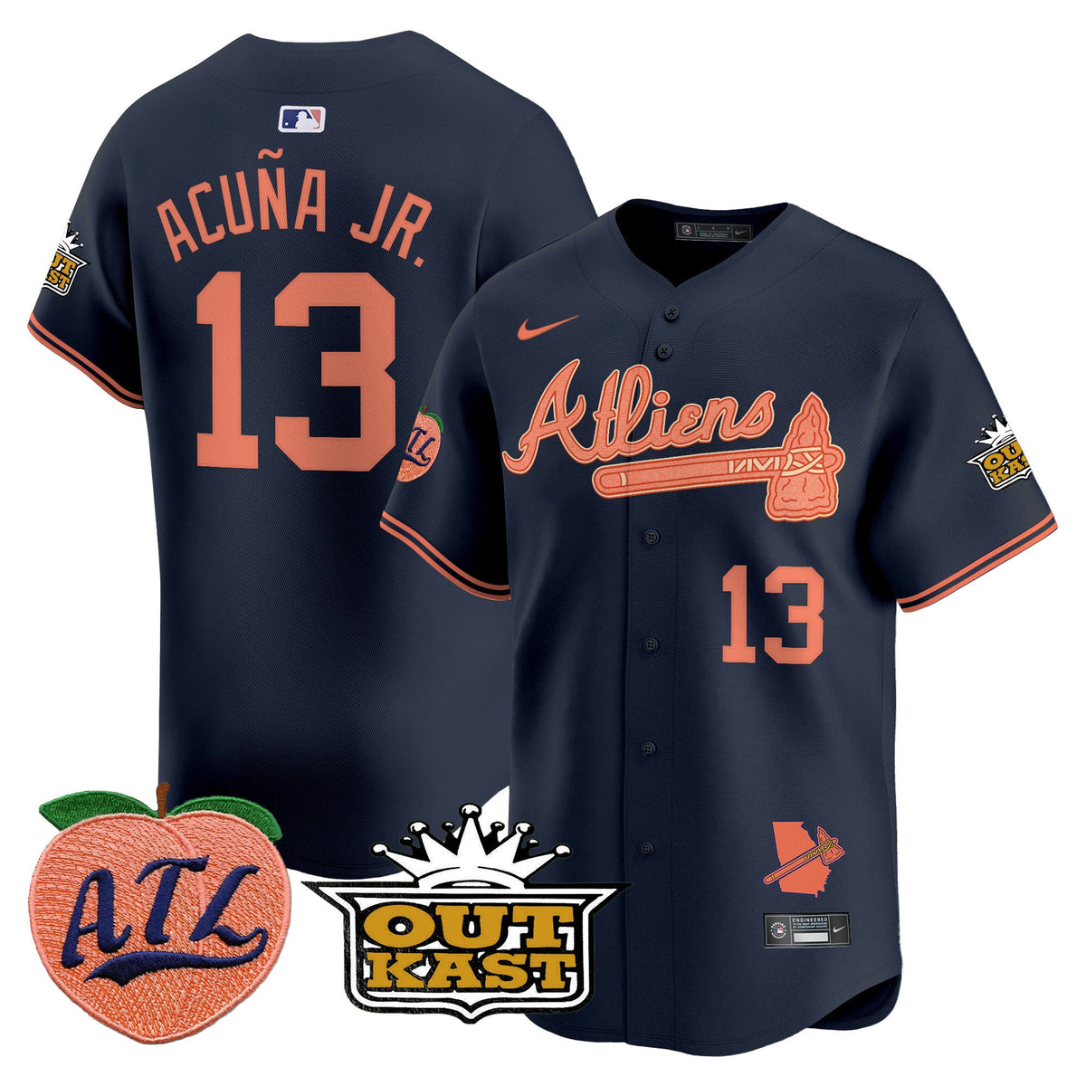 ATL Atliens & Peach Vapor Premier Limited Jersey - Stitched