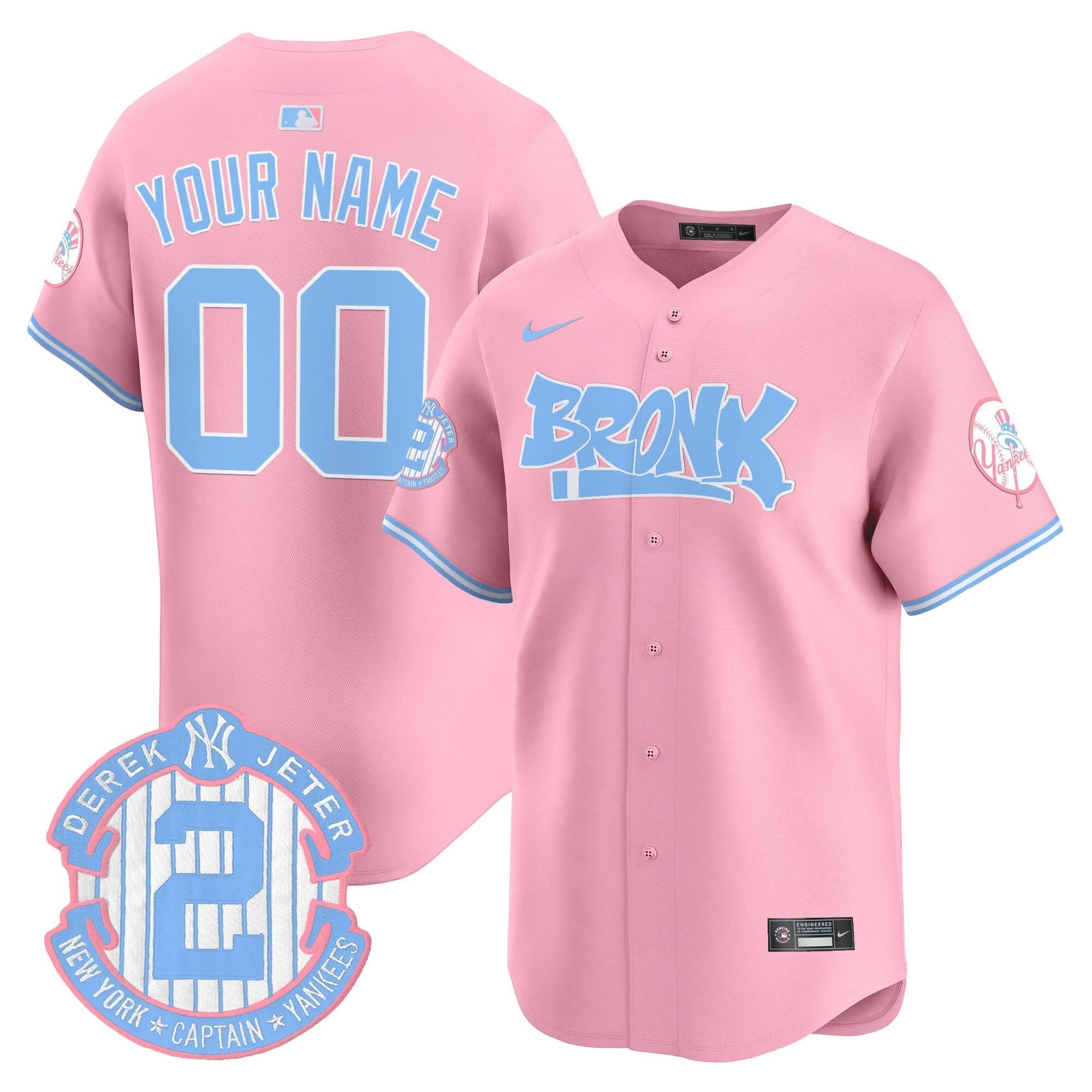 NYY The Bronx Graffiti Bubblegum Pink Vapor Premier Limited Custom Jersey - Stitched