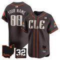 CLE #32 Jim Brown Memorial & Home Patch Vapor Premier Limited Custom Jersey - Stitched