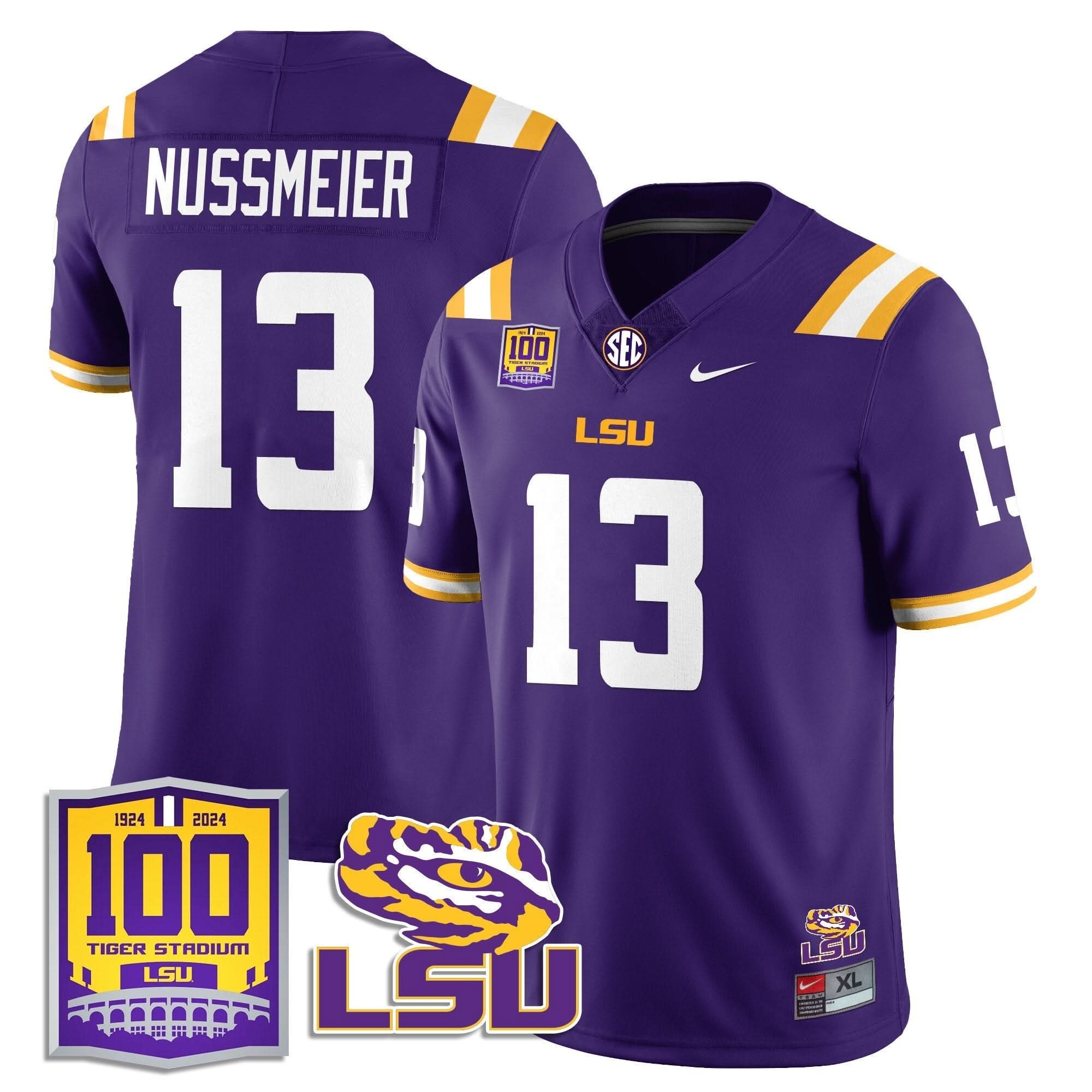 LSU Football 2024 Vapor Jersey - 100th Tigers Stadium