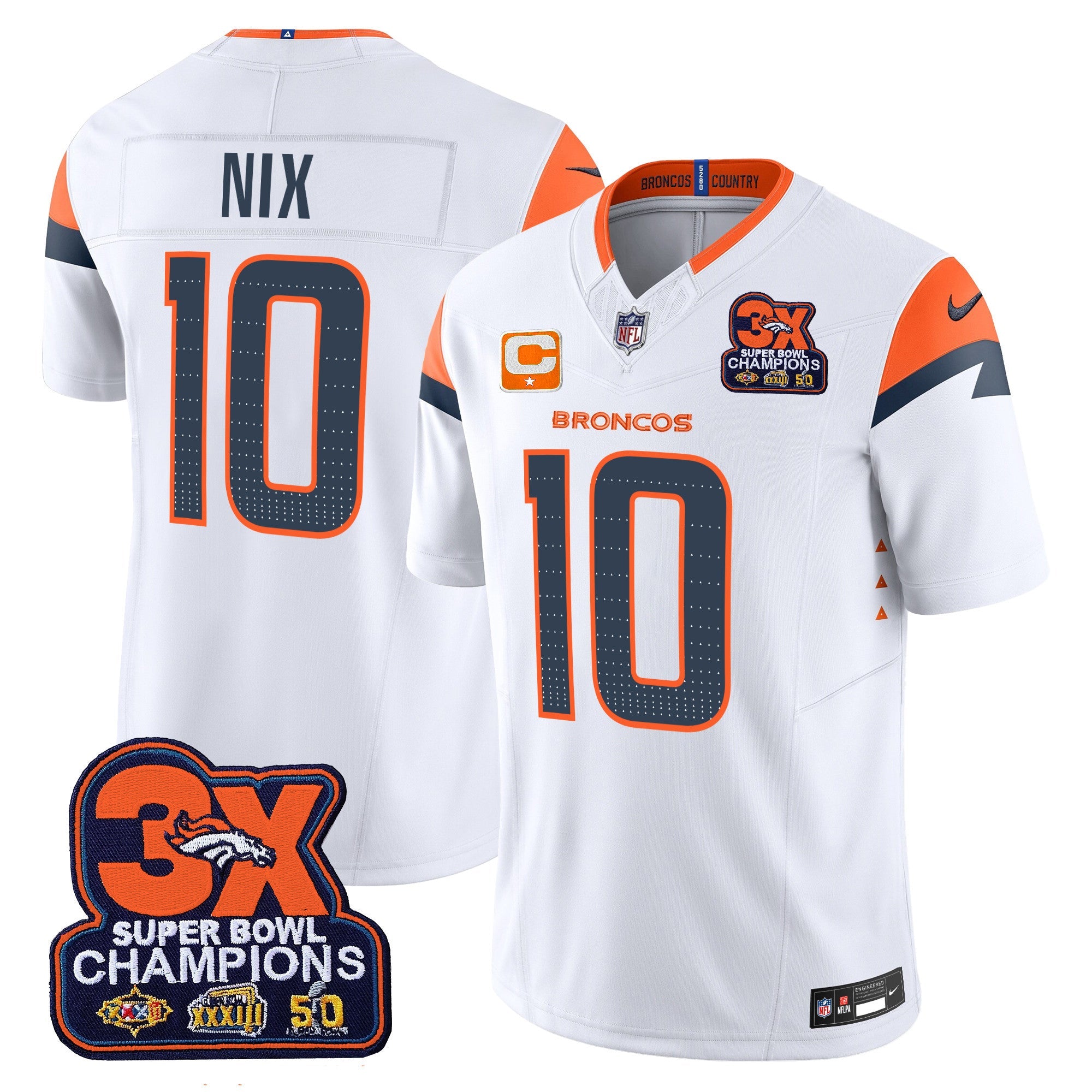 Men's Denver Broncos 3-Time Champions Patch Vapor Limited Jersey - All Stitched