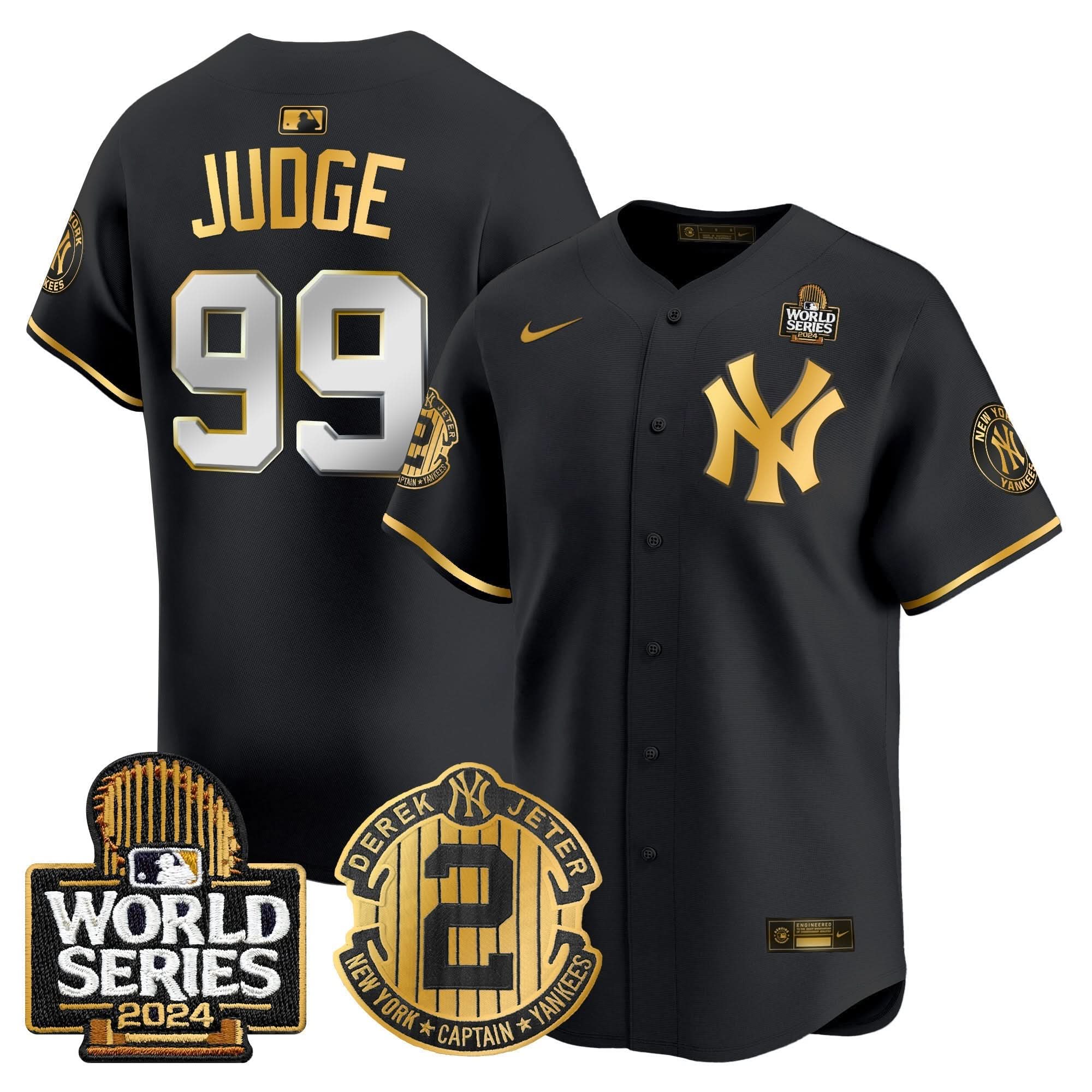 NYY Derek Jeter Patch 2024 World Series Vapor Premier Limited Jersey - Stitched