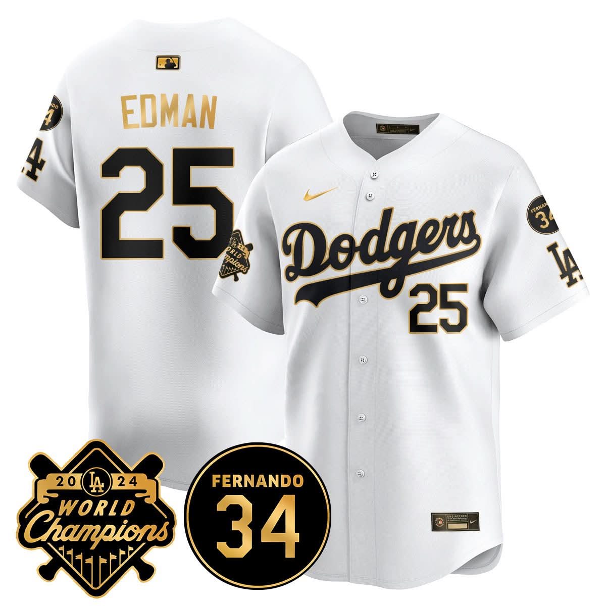 LA LAD - World Series Champions 2024/Fernando Valenzuela Memorial Jersey - Stitched