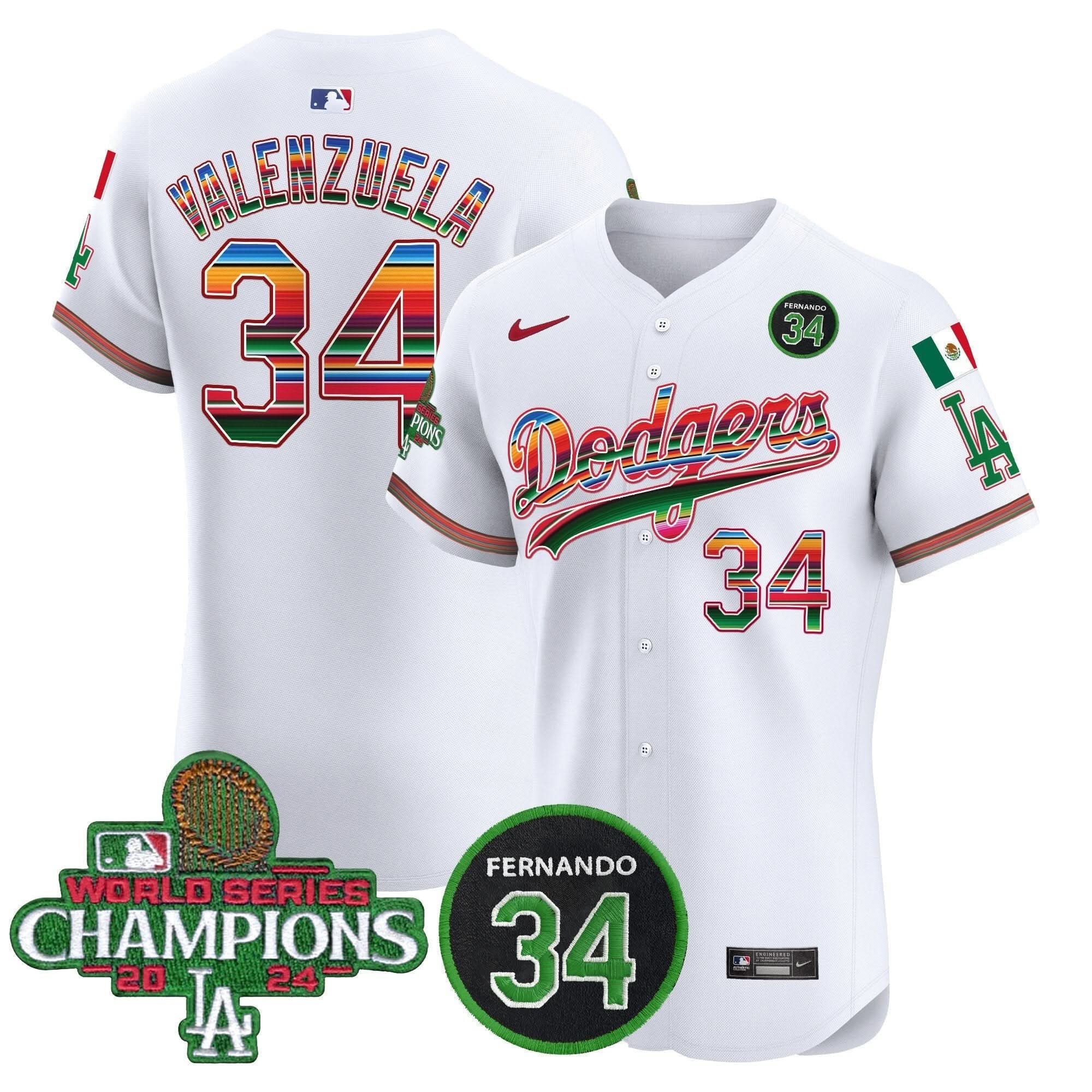 LAD Mexico 2024 World Series Champions Vapor Premier Elite Jersey V2 - Stitched