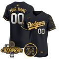 LAD 2024 World Series Champions Gold Trim Vapor Premier Elite Custom Jersey V2 - Stitched