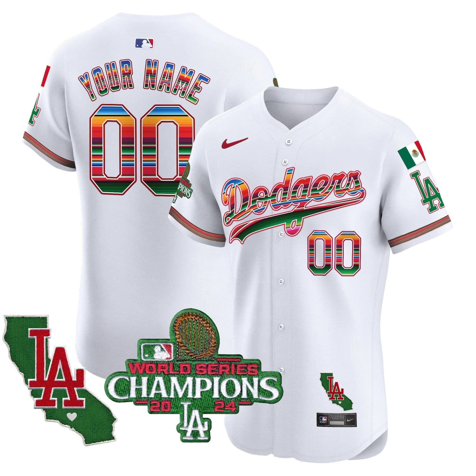 LAD Mexico 2024 World Series Champions Vapor Premier Elite Custom Jersey - Stitched