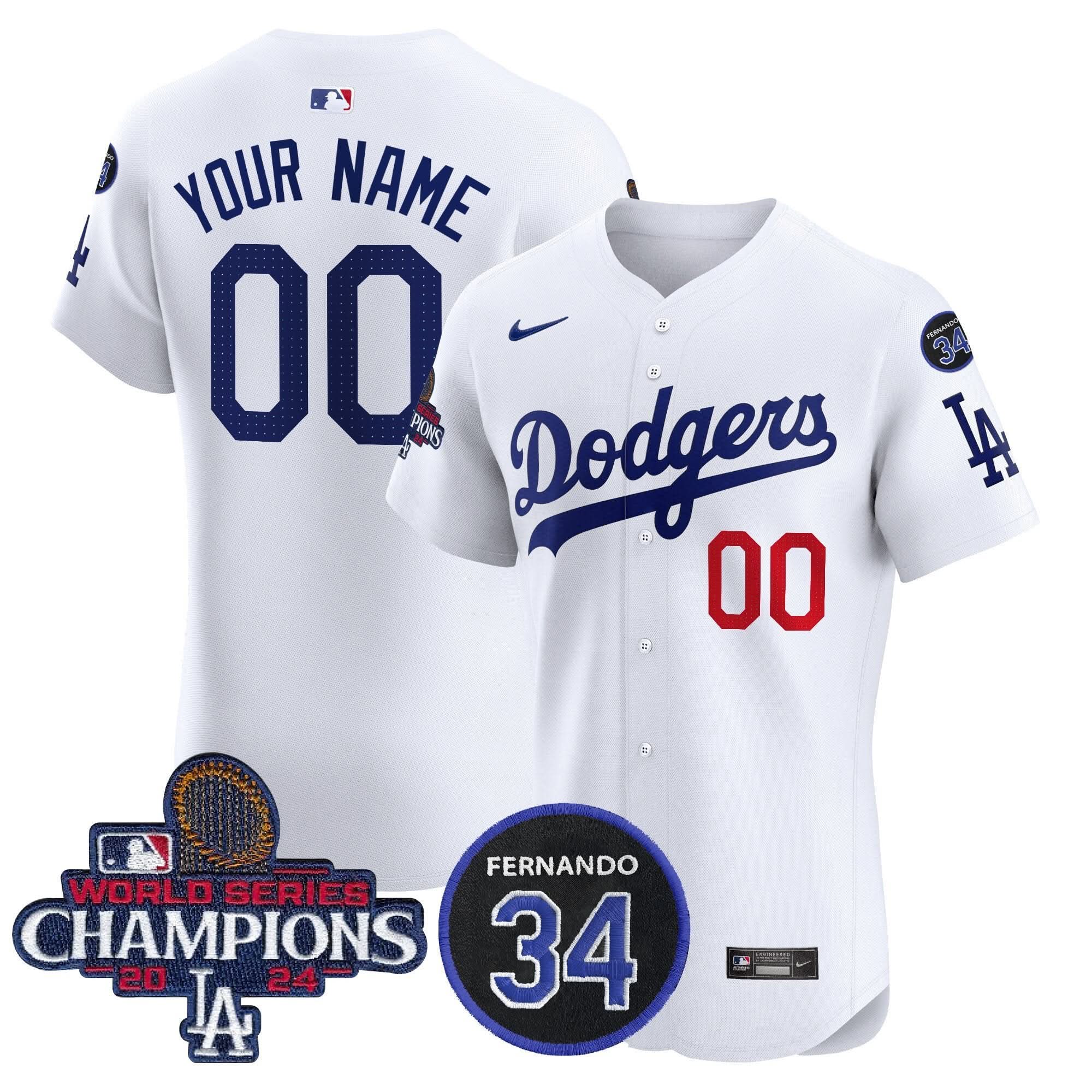 LAD 2024 World Series Champions Patch Vapor Premier Elite Custom Jersey V2 - Stitched