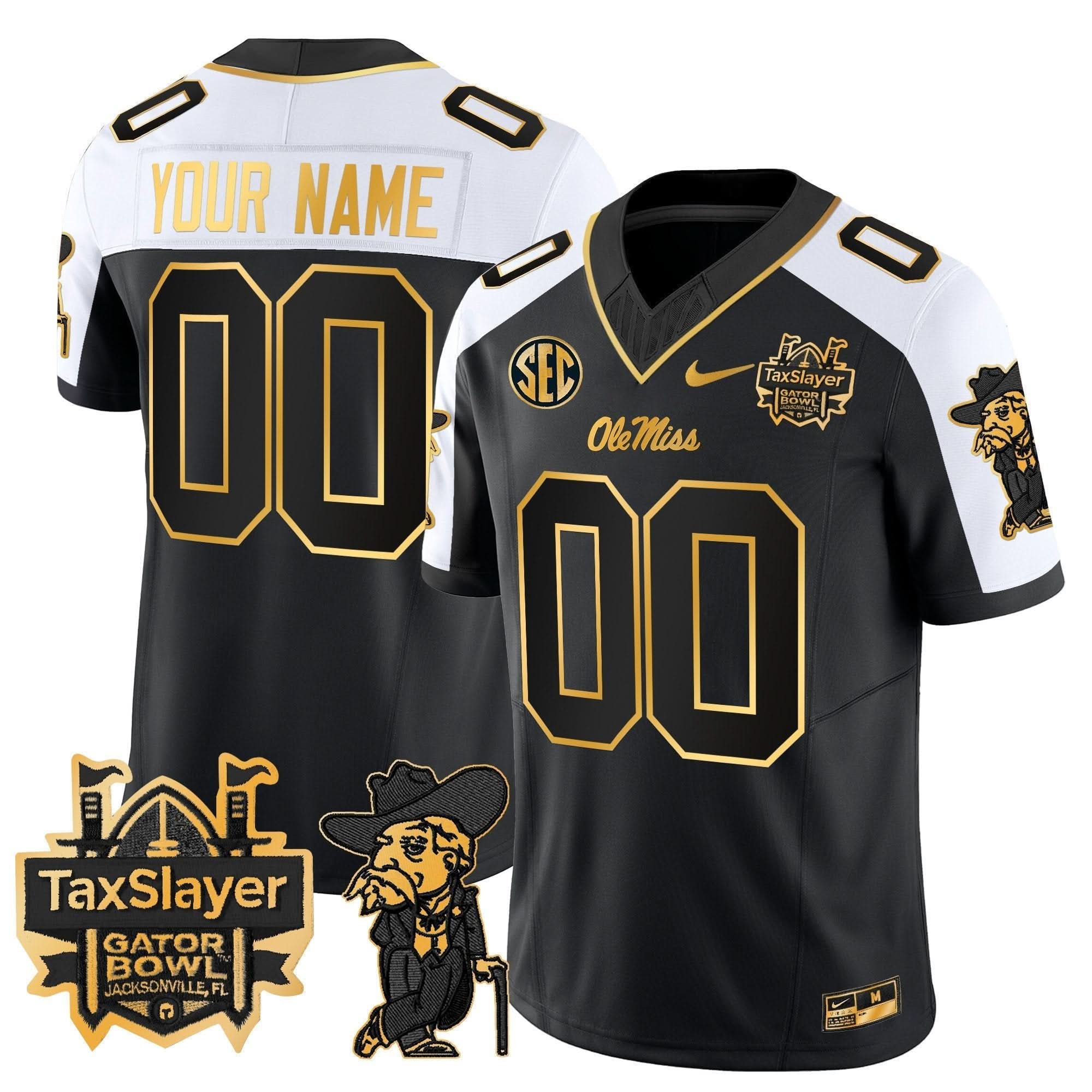 OMB 2024 Gator Bowl Patch Gold Vapor Limited Custom Jersey