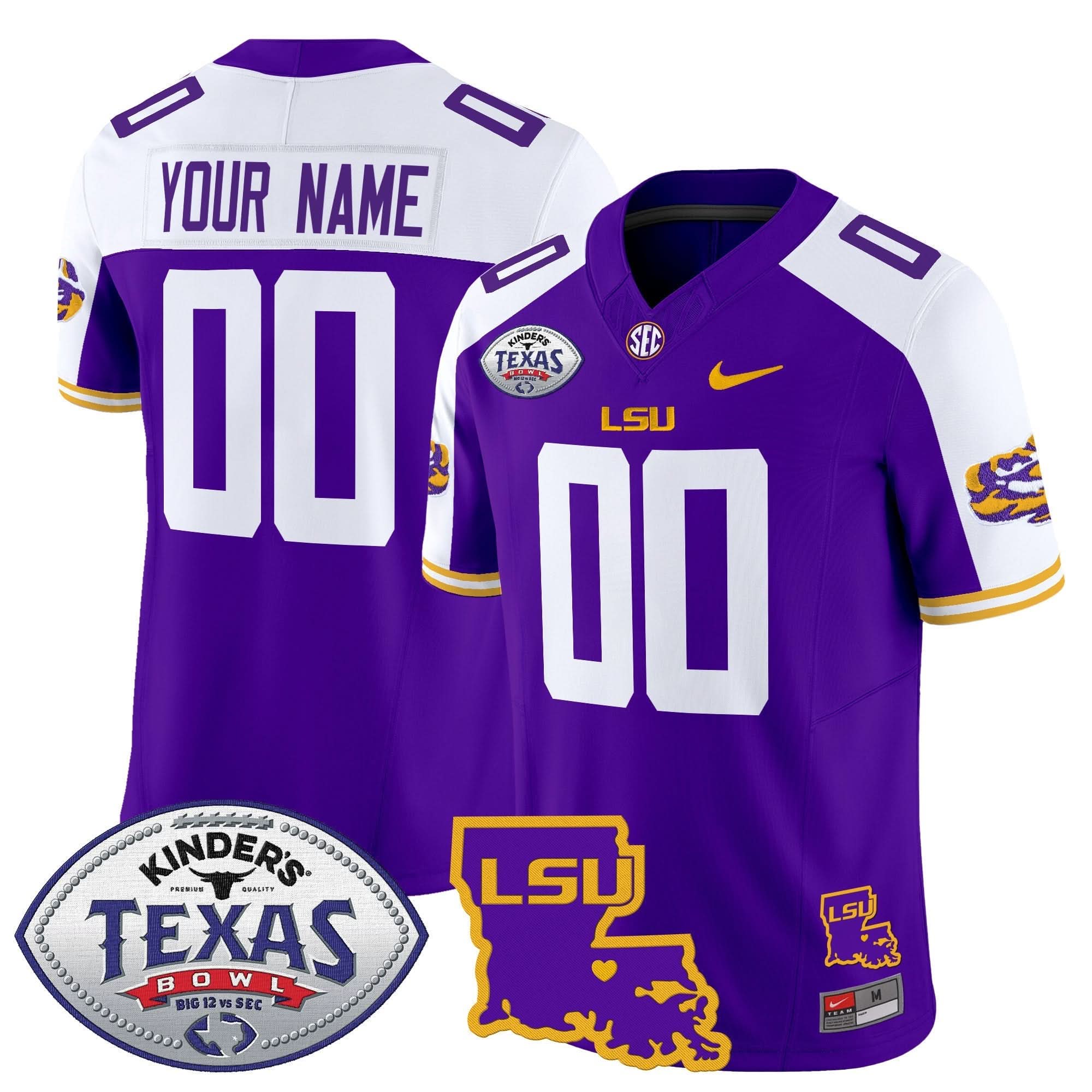 LSU 2024 Texas Bowl Patch Vapor Limited Custom Jersey