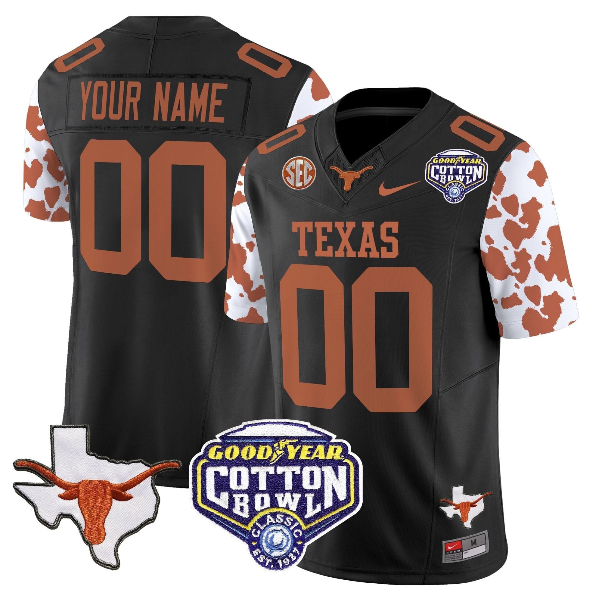 TL Cow Spots Cotton Bowl Patch Vapor Limited Custom Jersey