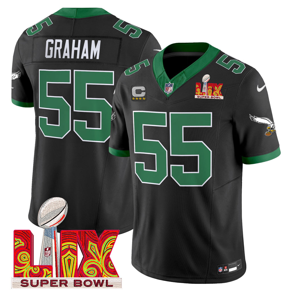 Men's Philadelphia Eagles Kelly Green Super Bowl LIX Patch Vapor Limited Jersey - All Stitched