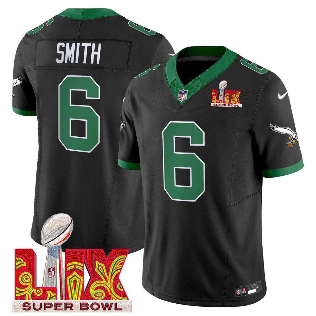 Men's Philadelphia Eagles Kelly Green Super Bowl LIX Patch Vapor Limited Jersey - All Stitched