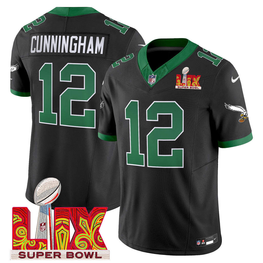 Men's Philadelphia Eagles Kelly Green Super Bowl LIX Patch Vapor Limited Jersey - All Stitched
