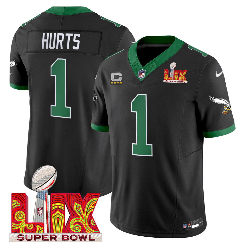 Men's Philadelphia Eagles Kelly Green Super Bowl LIX Patch Vapor Limited Jersey - All Stitched