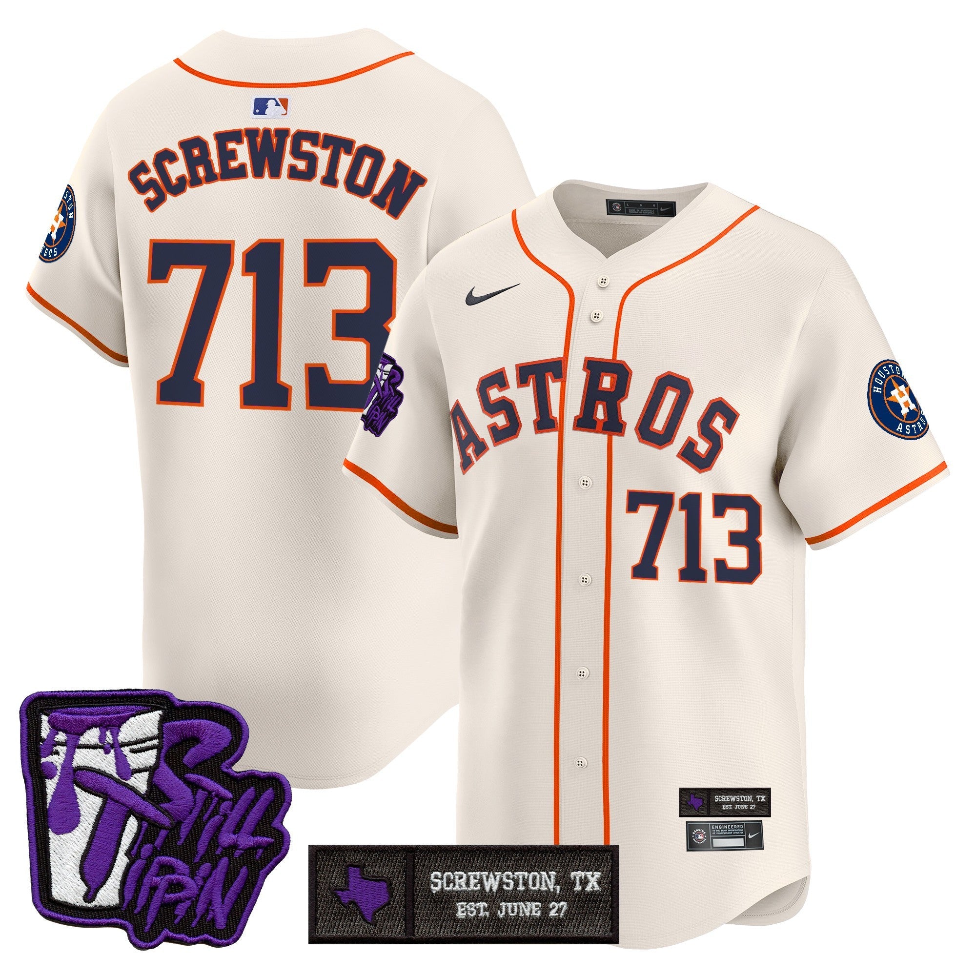 HOU DJ Screw Still Tippin Purple Patch Vapor Premier Limited Jersey - Stitched