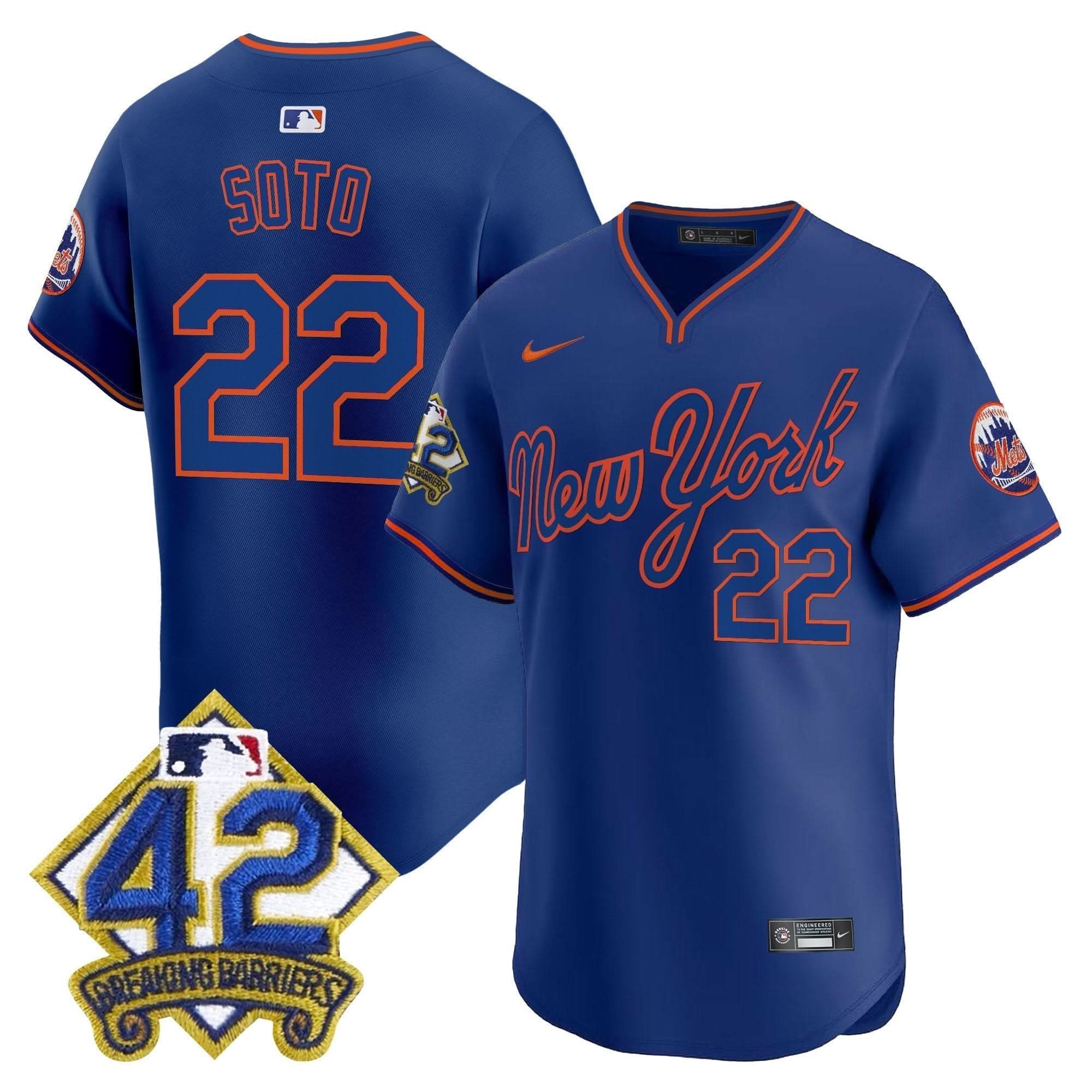 NYM 2025 Jackie Robinson Patch Road Alternate Jersey – Stitched