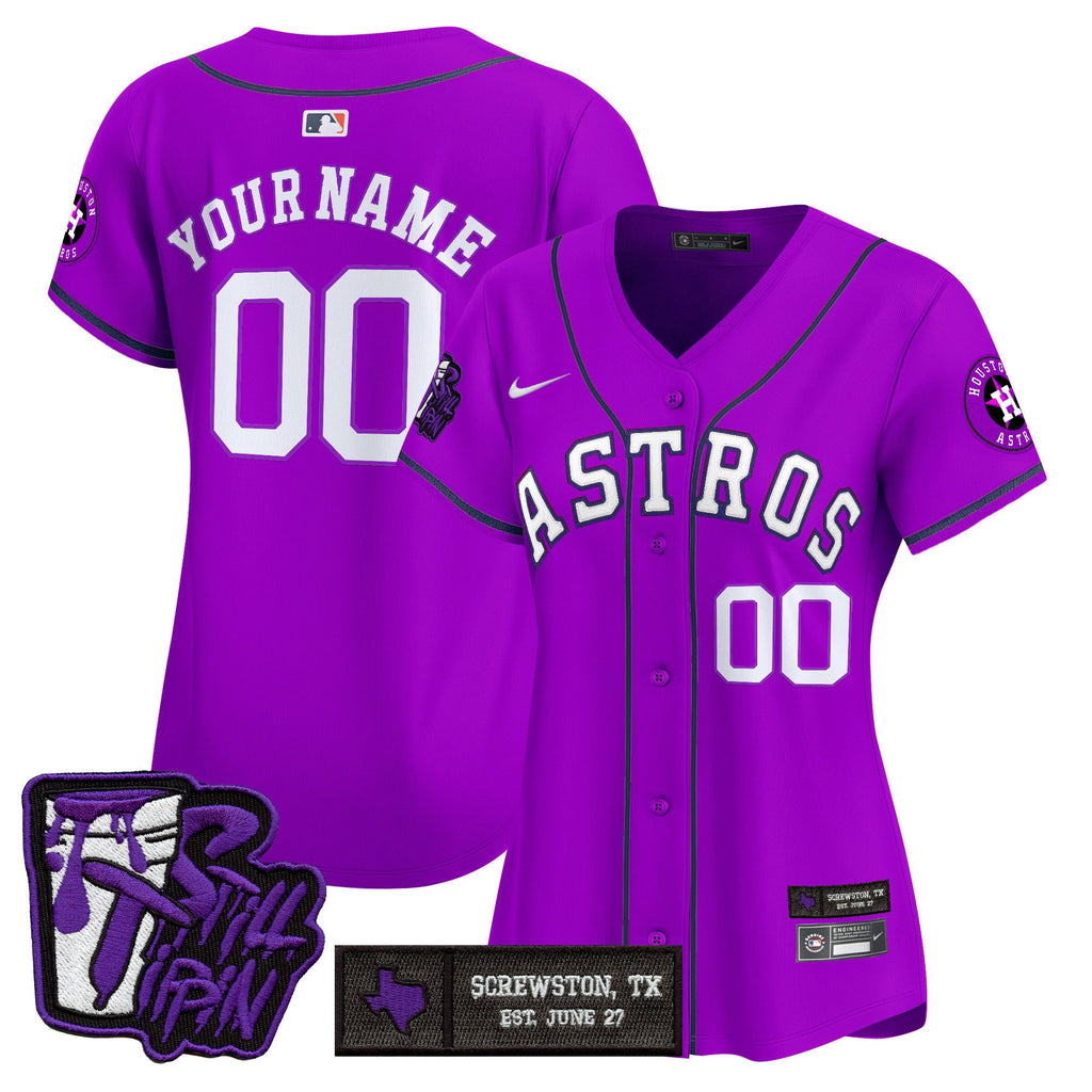 HOU DJ Screw Still Tippin Purple Patch Vapor Premier Limited Custom Jersey - Stitched