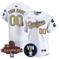 LAD 2025 Vin Scully & #34 Fernando Patch Gold Vapor Premier Limited Custom Jersey - Stitched