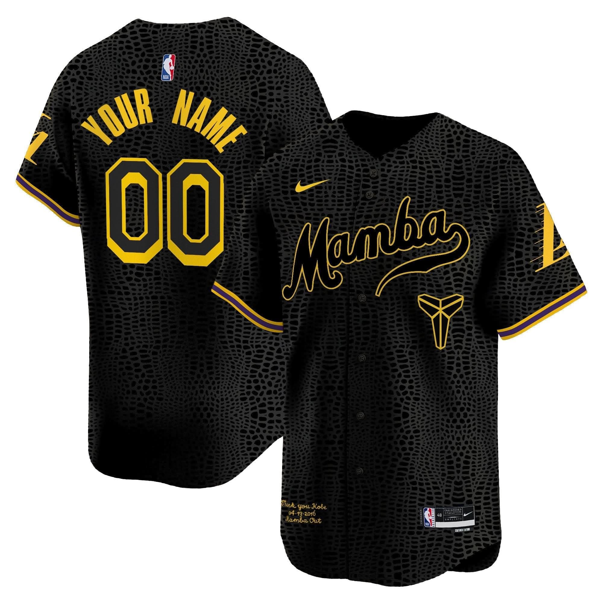 LAL Kobe Bryant Mamba Vapor Baseball Custom Jersey - Stitched
