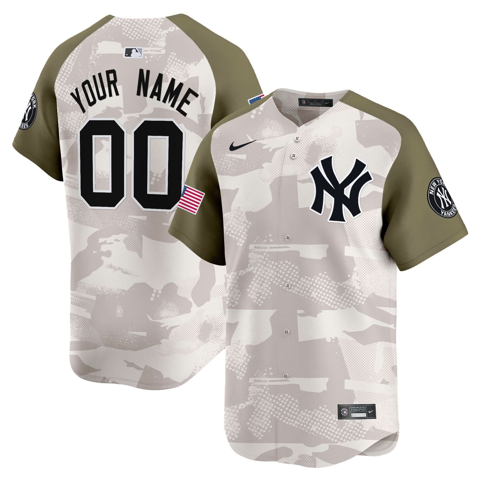 NYY 2025 Armed Forces Day Vapor Premier Limited Custom Jersey - Stitched