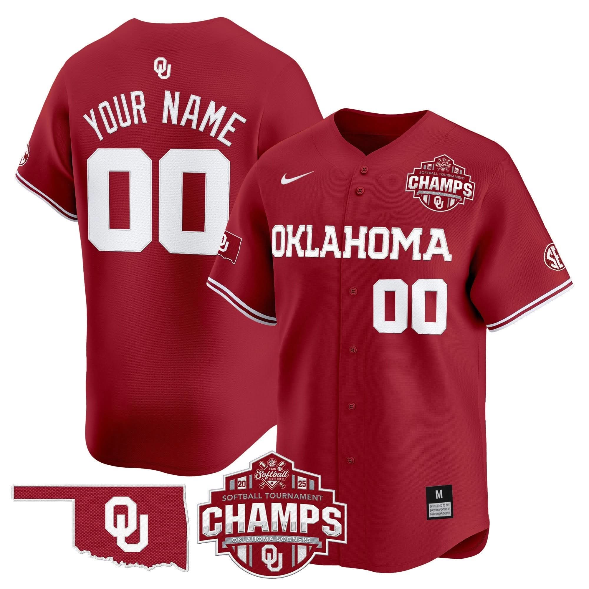 OS 2025 SEC Softball Conference Tournament Champions Patch Vapor Premier Limited Custom Jersey - Stitched