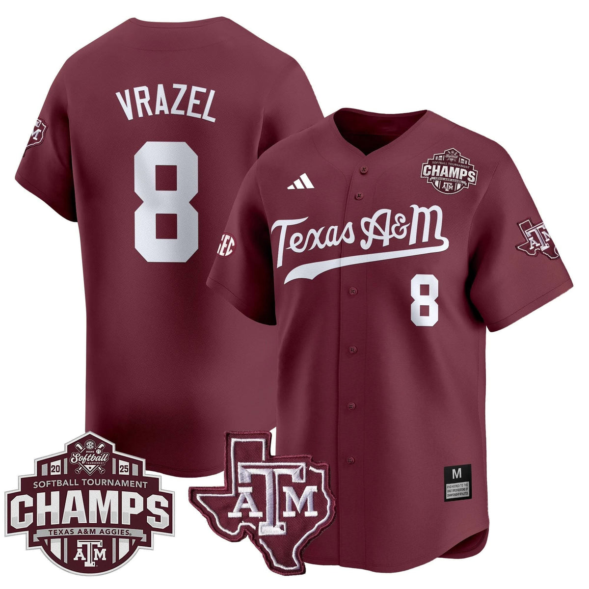 Aggies 2025 SEC Softball Conference Tournament Champions Patch Vapor Premier Limited Jersey - Stitched