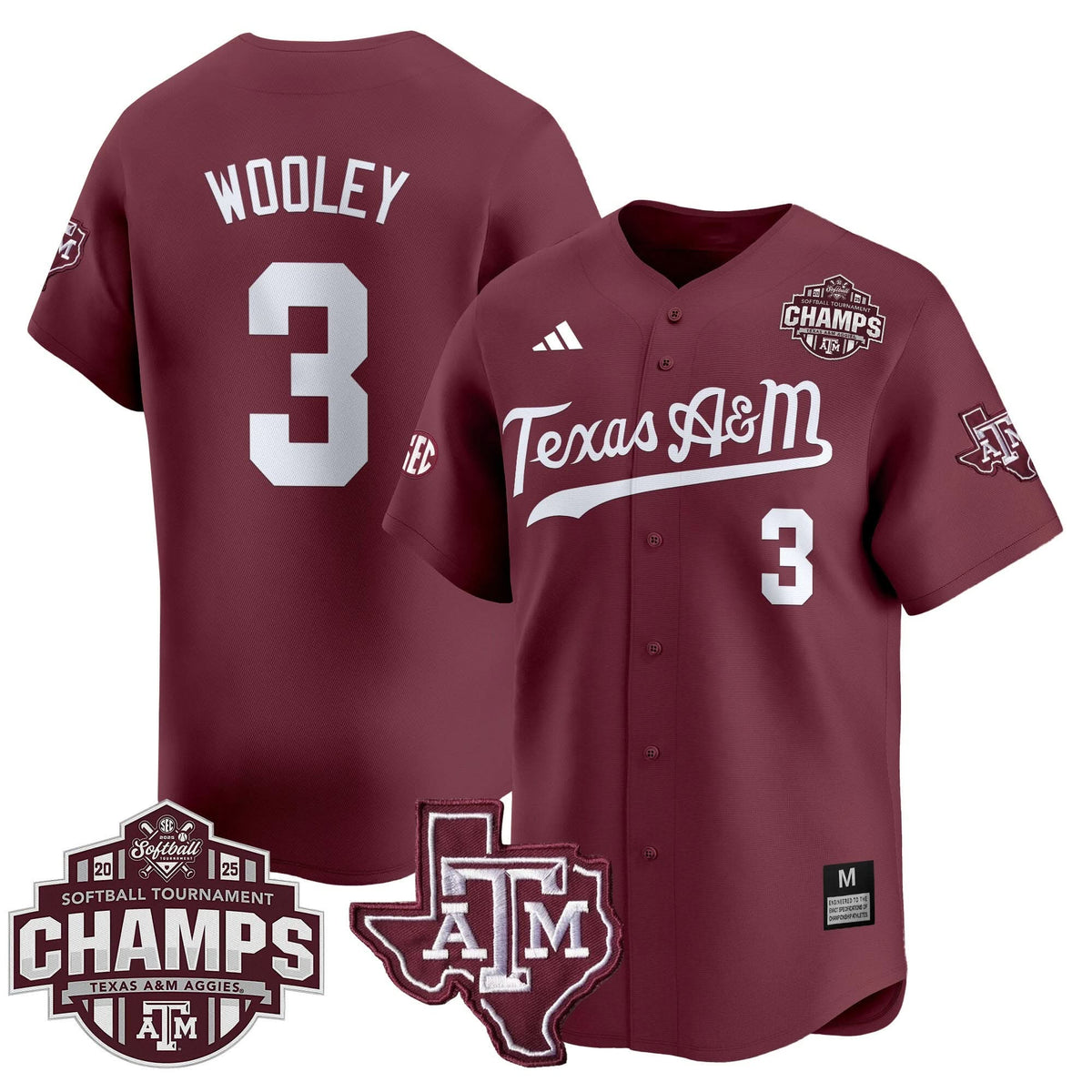 Aggies 2025 SEC Softball Conference Tournament Champions Patch Vapor Premier Limited Jersey - Stitched