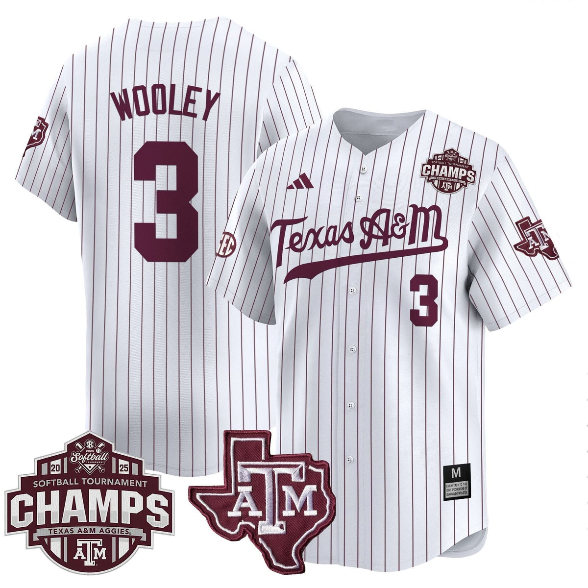 Aggies 2025 SEC Softball Conference Tournament Champions Patch Vapor Premier Limited Jersey - Stitched