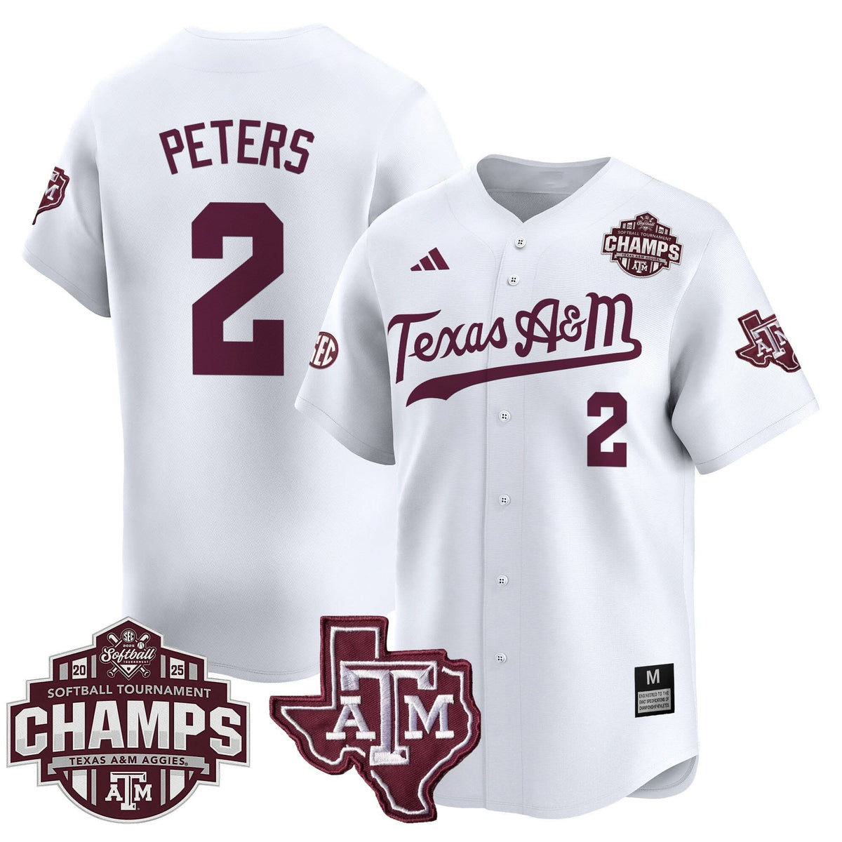 Aggies 2025 SEC Softball Conference Tournament Champions Patch Vapor Premier Limited Jersey - Stitched