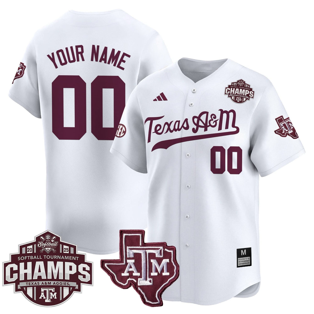 Aggies 2025 SEC Softball Conference Tournament Champions Patch Vapor Premier Limited Custom Jersey - Stitched