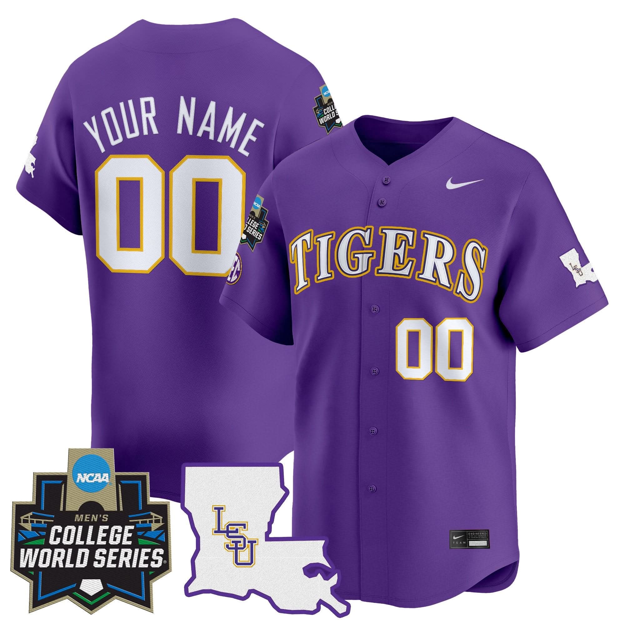 LSU 2025 World Series Vapor Premier Limited Custom Jersey - Stitched