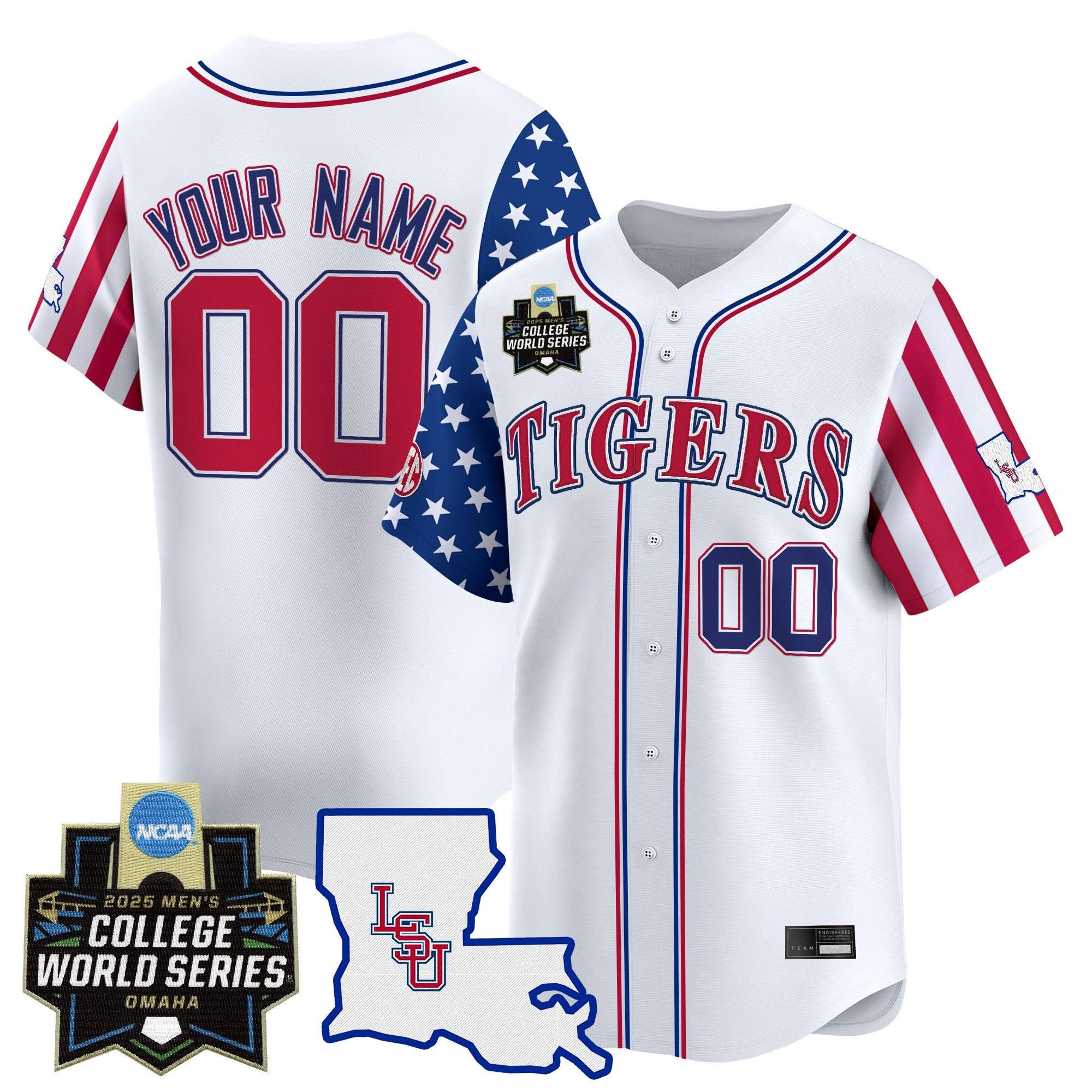 LSU 2025 Independence Day Vapor Premier Limited Jersey - World Series Custom Patch - Stitched