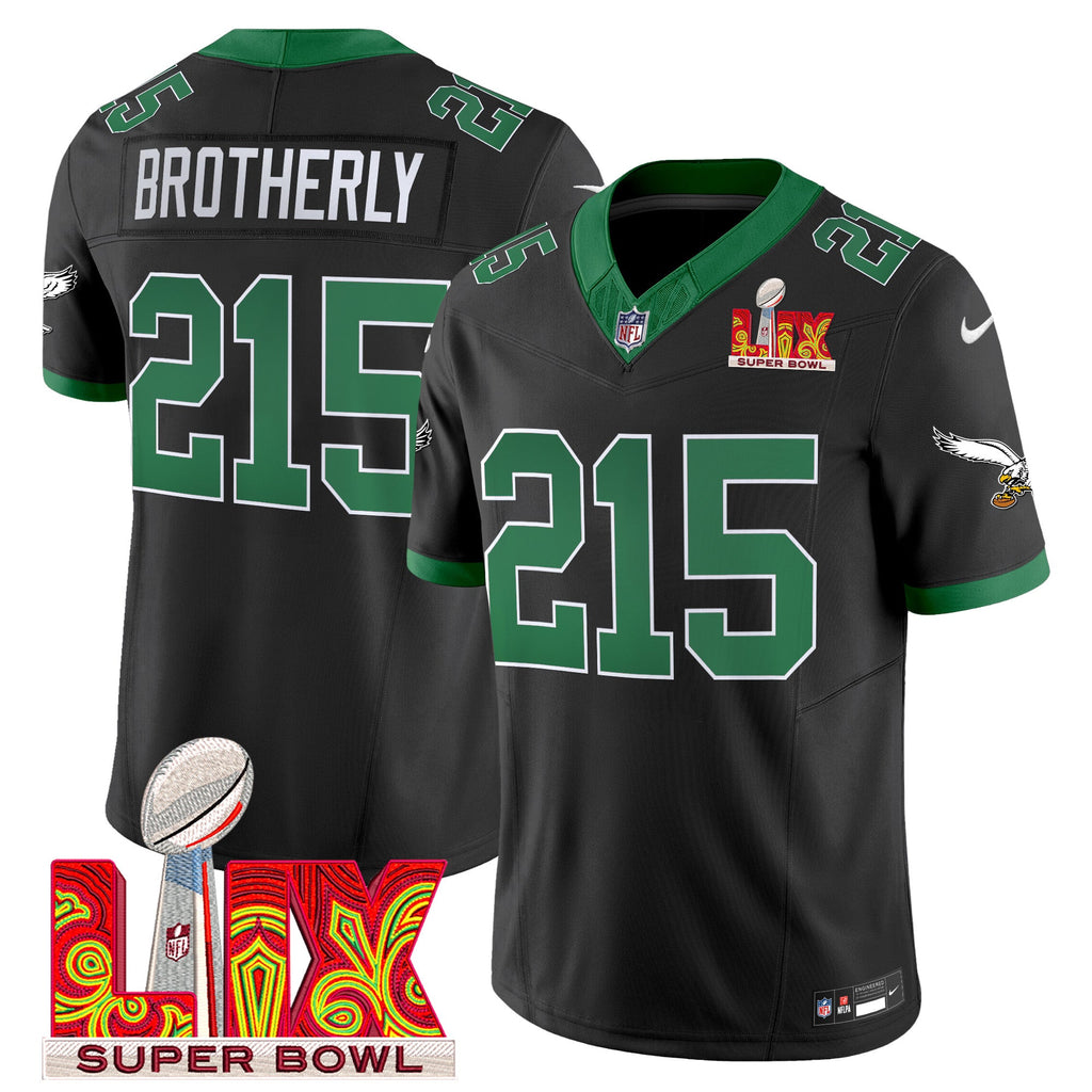 Men's Philadelphia Eagles Kelly Green Super Bowl LIX Patch Vapor Limited Jersey - All Stitched