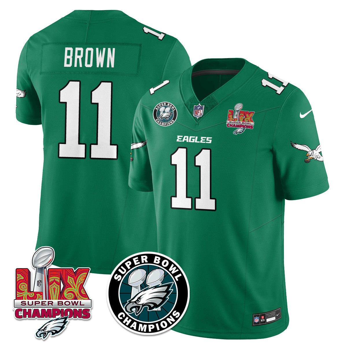 Men's Philadelphia Eagles Super Bowl LIX Champions Jersey V2 - All Stitched