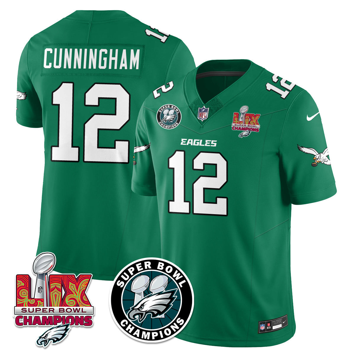 Men's Philadelphia Eagles Super Bowl LIX Champions Jersey V2 - All Stitched