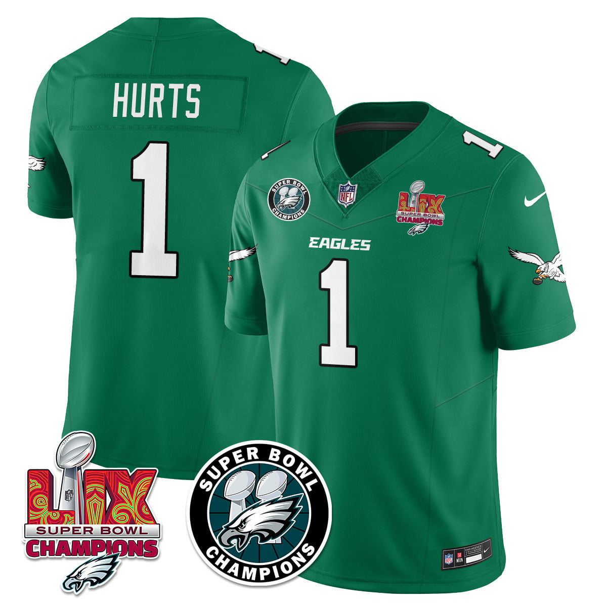 Men's Philadelphia Eagles Super Bowl LIX Champions Jersey V2 - All Stitched