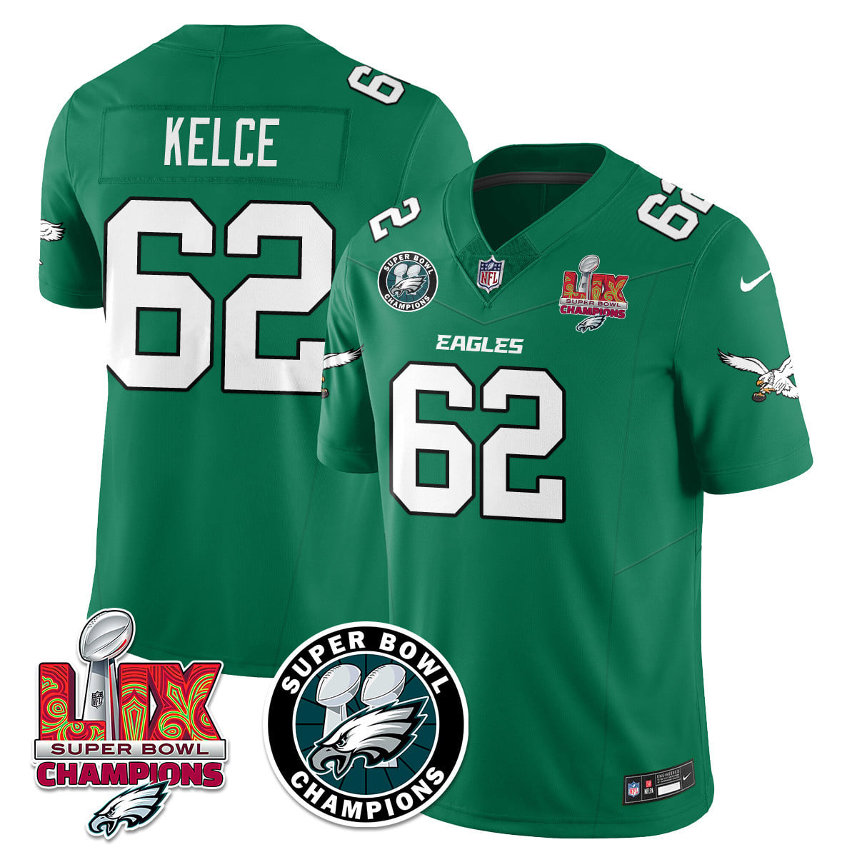 Men's Philadelphia Eagles Super Bowl LIX Champions Jersey V2 - All Stitched