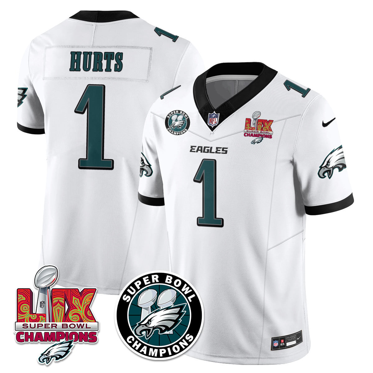 Men's Philadelphia Eagles Super Bowl LIX Champions Jersey V2 - All Stitched