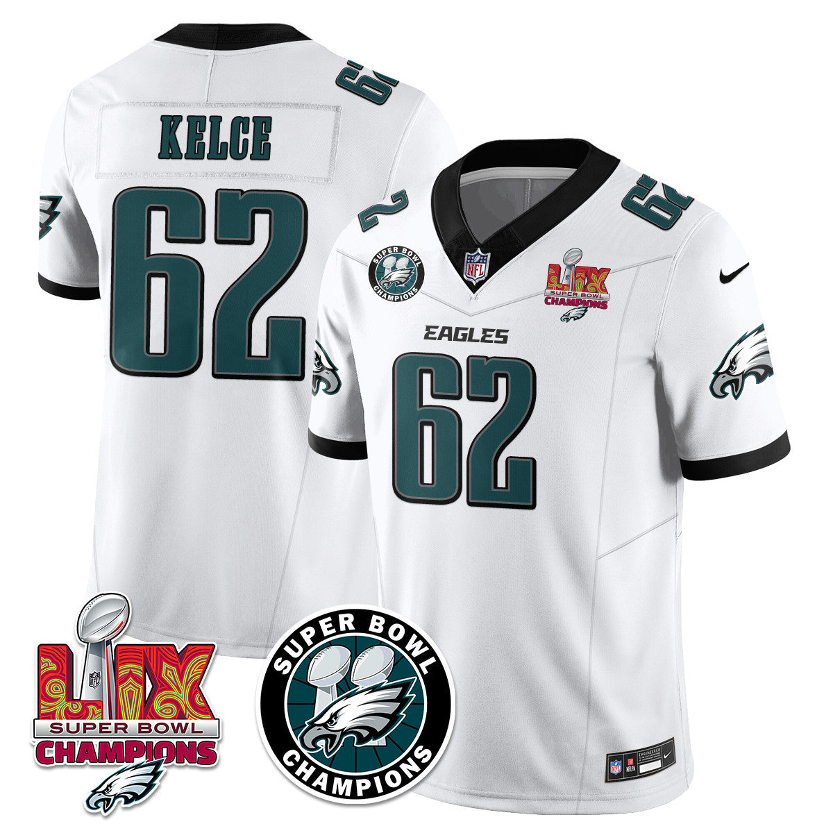 Men's Philadelphia Eagles Super Bowl LIX Champions Jersey V2 - All Stitched