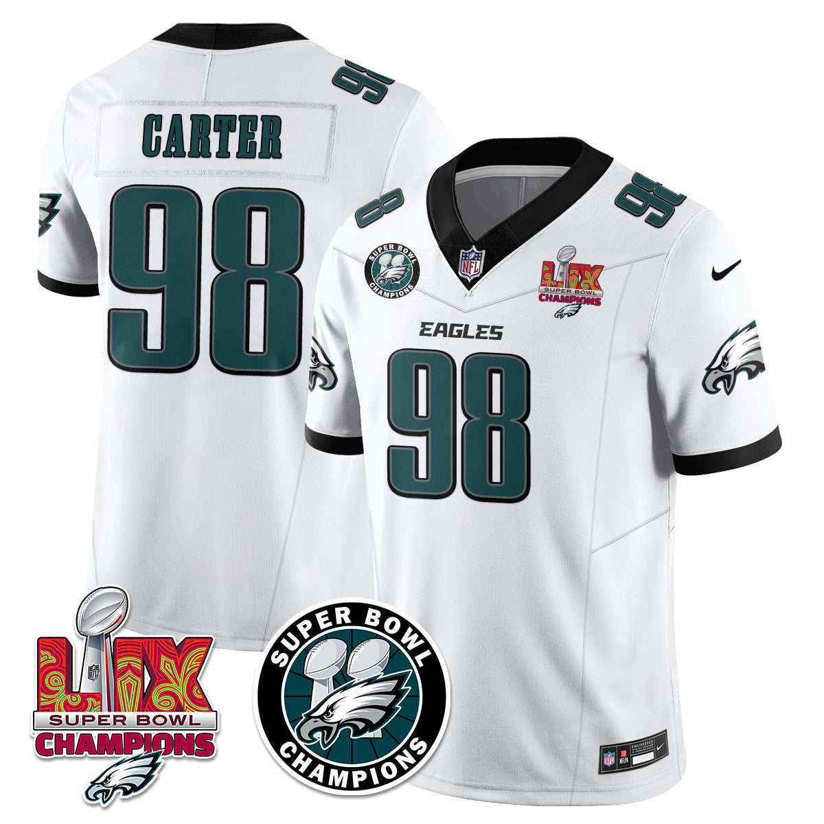 Men's Philadelphia Eagles Super Bowl LIX Champions Jersey V2 - All Stitched