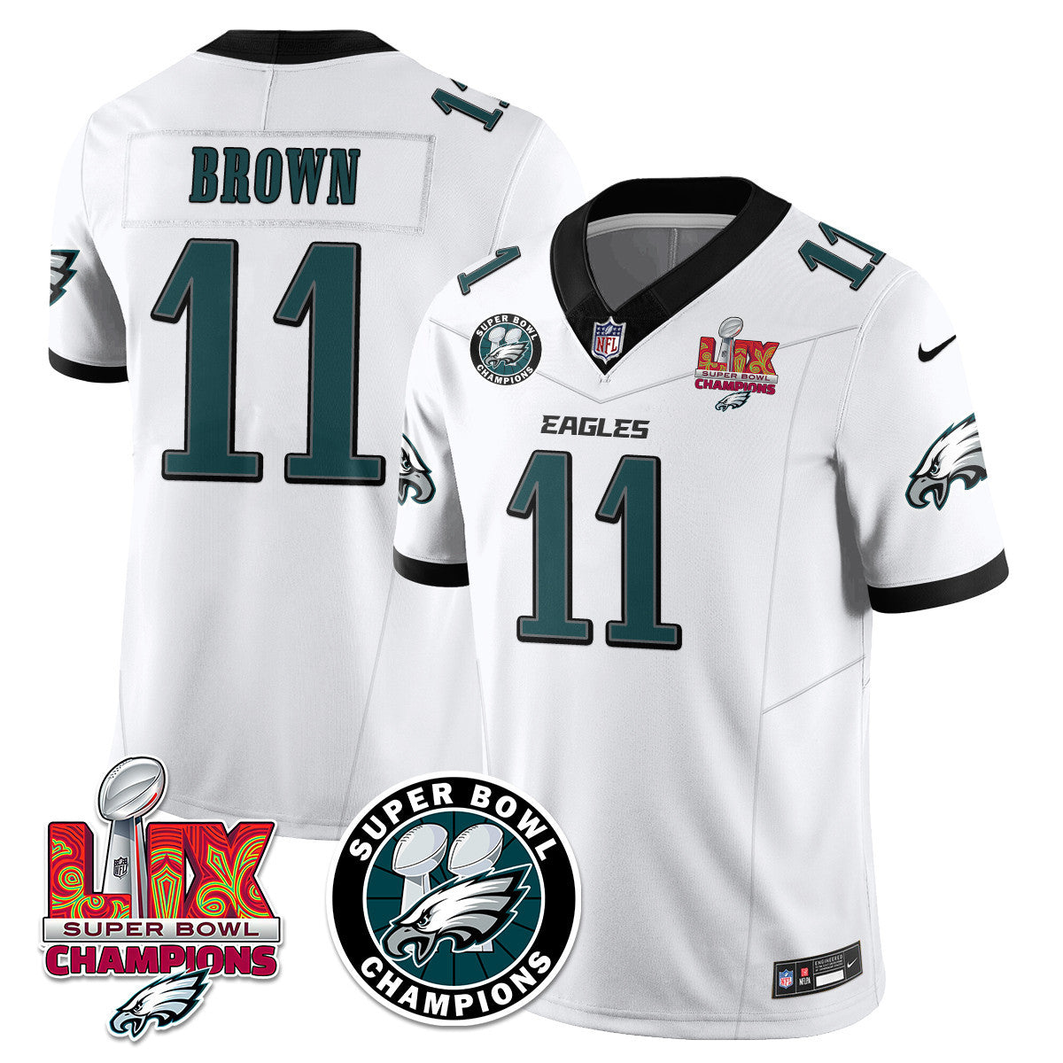 Men's Philadelphia Eagles Super Bowl LIX Champions Jersey V2 - All Stitched
